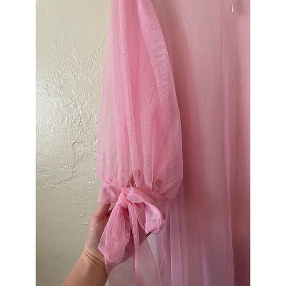 NWT ASOS Curve Sheer Hyper Feminine Mesh Top Puff Bow Sleeve Festival Rave Girly - Picture 4 of 8
